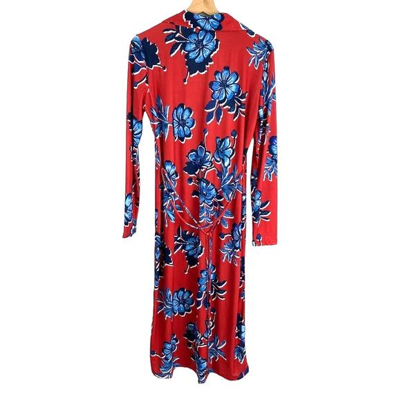 ZARA Red Floral Button-Down Midi Dress M — Cottagecore Coquette Wedding Guest - Picture 5 of 11